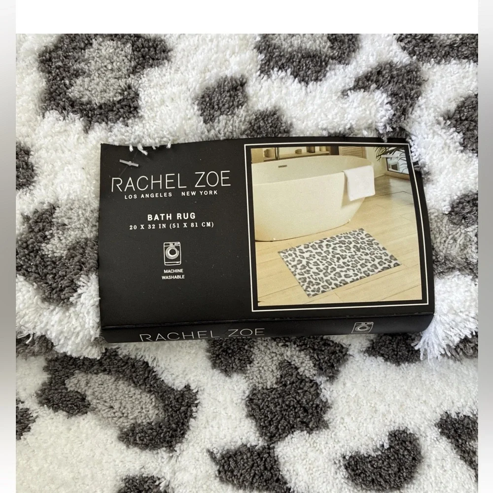 Rachel Zoe Gray Grey White Cheetah Leopard Animal Print Bath Rug 20” x 32” New - Picture 3 of 4
